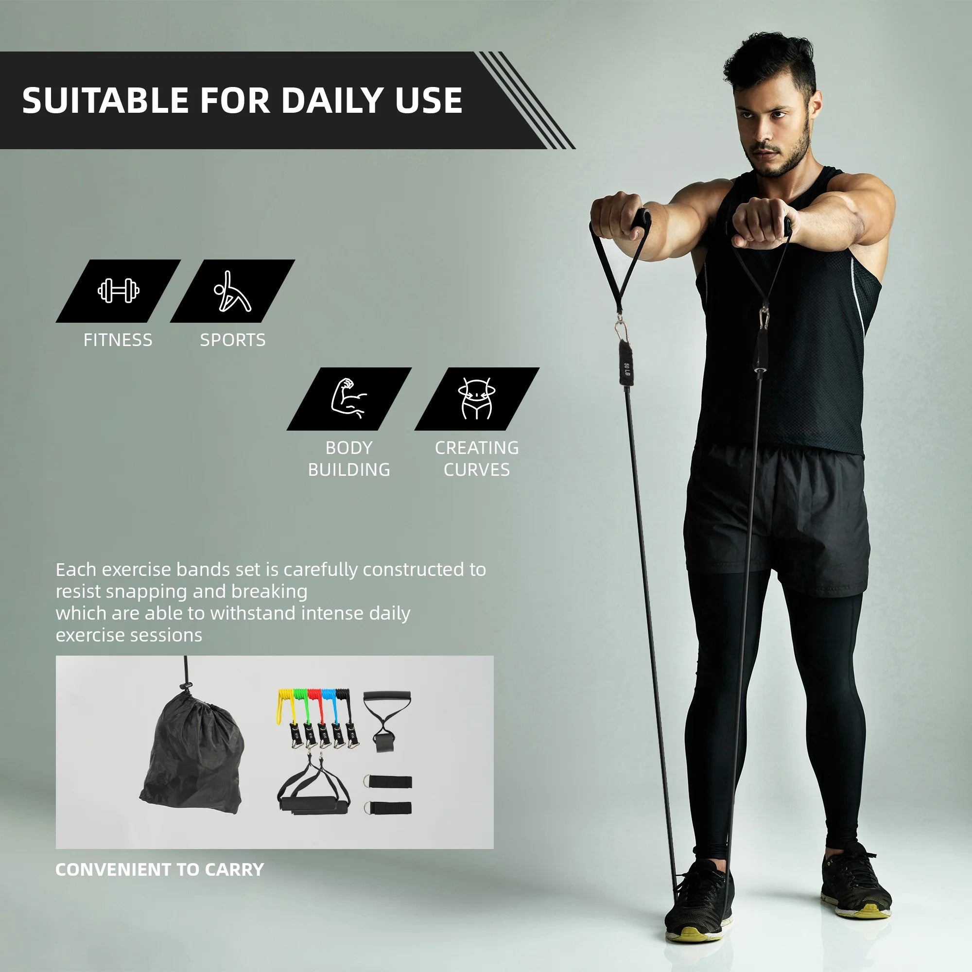Resistance Bands Set Exercise Bands with Handles Heavy Resistance Training Physical Therapy Home Workouts