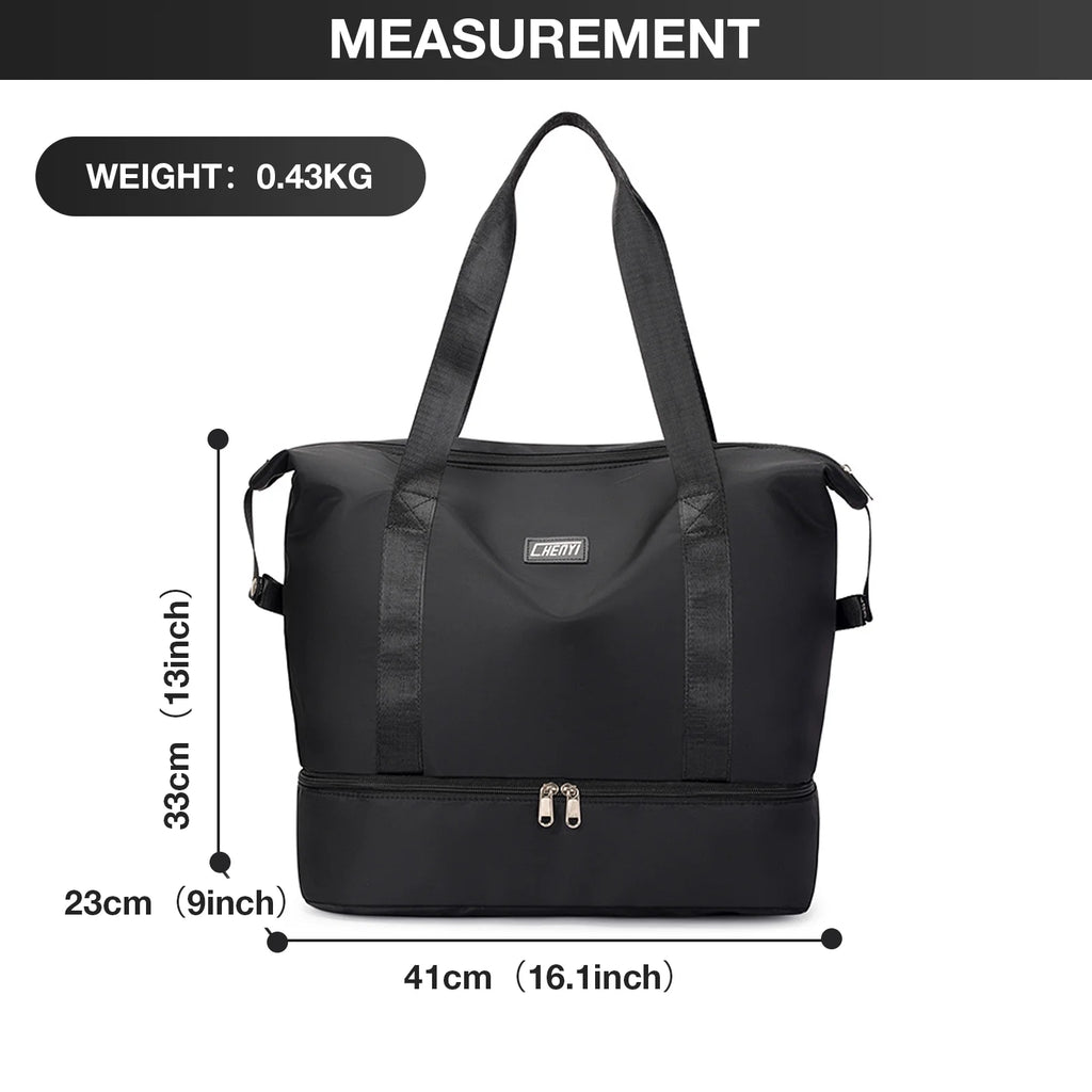 Travel Duffel Bag, Gym Tote Weekender Overnight Bag, Wet Dry Separation Shoulder Carry on Duffel Bags for Women