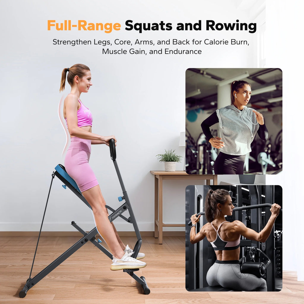 Squat Assist Trainer Foldable Glutes Leg Workout Machine with 3 Tension Bands, 350 Lbs
